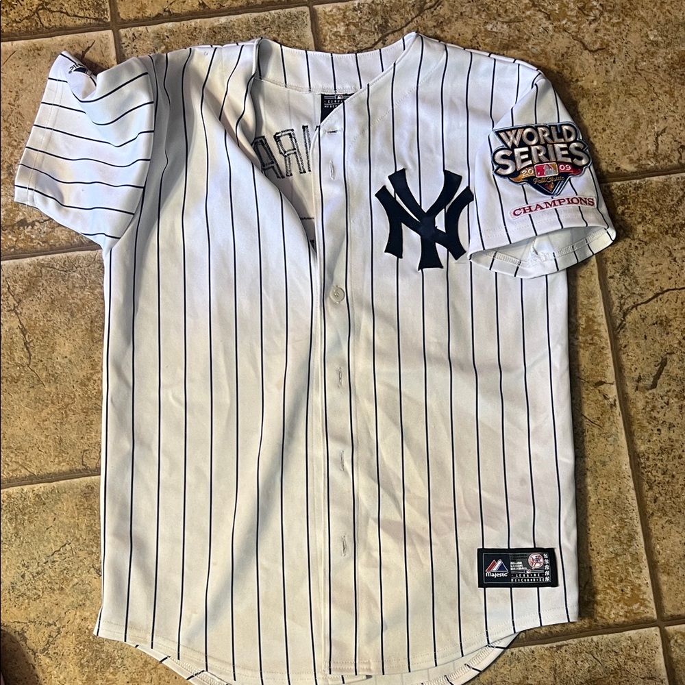 Majestic Yankees White Pinstripe Jersey